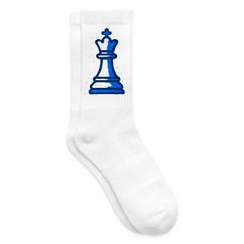 Roi des Échecs Style Graffiti Bleu Stratégie - Chaussettes de tennis - blanc - Droite