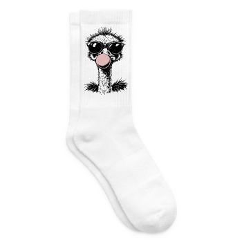 Autruche cool qui souffle du chewing-gum - Chaussettes de tennis - blanc - Droite