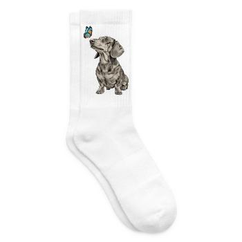 Teckel avec motif papillon Éventails de chien Vintage - Chaussettes de tennis - blanc - Droite