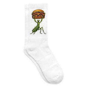 Gottesanbeterin Gewichtheber Burger Comic - Tennissocken - Weiß - Rechts