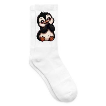 Süßer Pinguin Cartoon Halloween Horror - Tennissocken - Weiß - Rechts