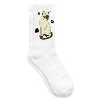 Elegante Siamkatze mit blauen Augen - Tennissocken - Weiß - Rechts