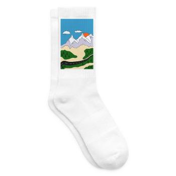 Sunset in mountain landscape - Tennis socks - white - Right