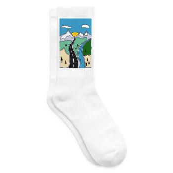 Gebirgsfluss Landschaft - Tennissocken - Weiß - Rechts