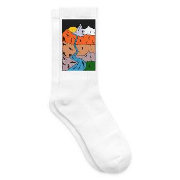Gebirgsfluss Sonnenuntergang Panorama - Tennissocken - Weiß - Rechts