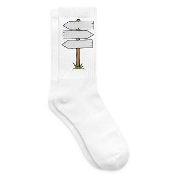 Wooden Signpost Direction Sign - Tennis socks - white - Right