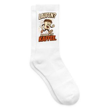 Laufen? Ich dachte Kaffee – Lustiger Spruch - Tennissocken - Weiß - Rechts
