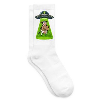 UFO Kuh: Endlich Verlassen Diesen Planeten - Tennissocken - Weiß - Rechts
