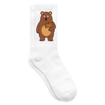 Freundlicher Bär mit Bienenwitz - Tennissocken - Weiß - Rechts
