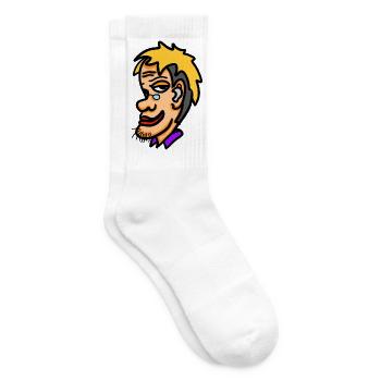 Retro-Cartoon: Ein Mann mit einem Yankee-Porträt - Tennissocken - Weiß - Rechts