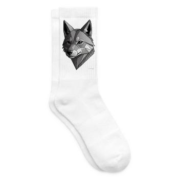 Geometrischer silberner Wolf. - Tennissocken - Weiß - Rechts
