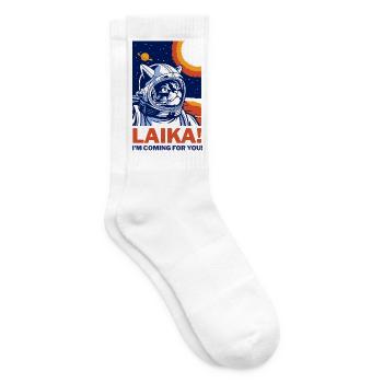 Laika, ich komme zu dir, Weltraumkatze - Tennissocken - Weiß - Rechts