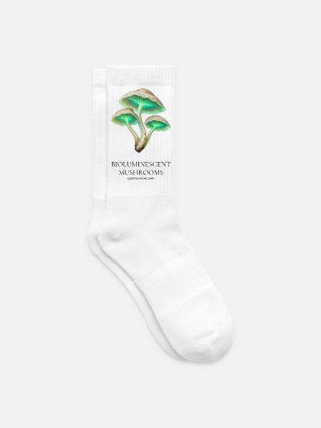 Biolumineszente Pilze – Im Dunkeln leuchtend - Tennissocken - Weiß