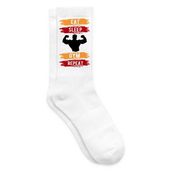 Eat Sleep Gym Repeat Bodybuilding Mann Sprüche - Tennissocken - Weiß - Rechts
