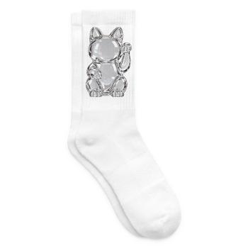 Transparente Glaskatze - Tennissocken - Weiß - Rechts