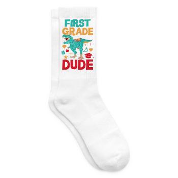 First Grade Dude Dino T-Rex Back To School - Tennissocken - Weiß - Rechts