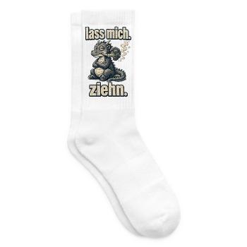 Drache mag Brokkoli – Comic-Stil - Tennissocken - Weiß - Rechts