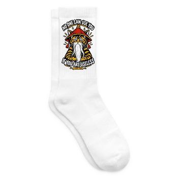 Cat Tzu: Niemand kann Use Nutzen, wenn du nutzlos bist - Tennissocken - Weiß - Rechts