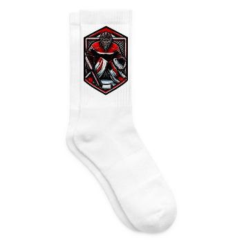 Roter Torwart im Hockey-Design - Tennissocken - Weiß - Rechts