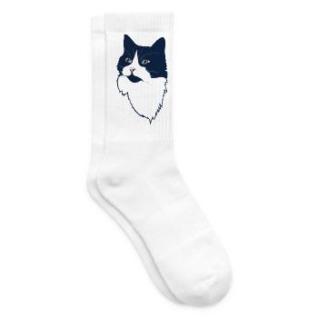 Mitternachts-Tuxedo-Katzenporträt - Tennissocken - Weiß - Rechts