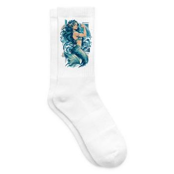 Zarte Meerjungfrau zeigt starke Muskeln - Tennissocken - Weiß - Rechts