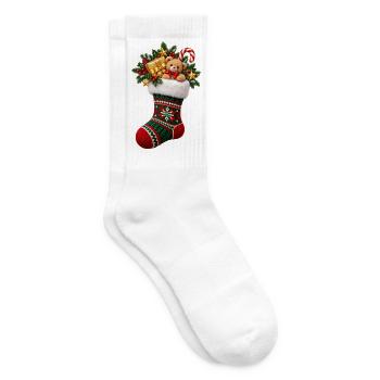 Weihnachtsstrumpf mit Teddy - Tennissocken - Weiß - Rechts