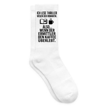Thriller Romantik Leser Kaffee Humor - Tennissocken - Weiß - Rechts