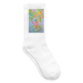 Runde Vase mit verschiedenen Blumen - Tennissocken - Weiß - Rechts