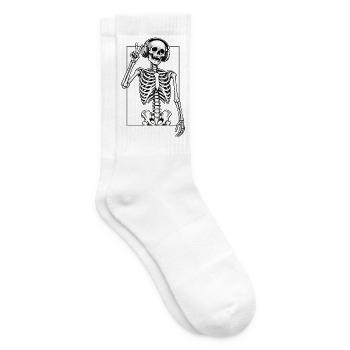 Skelett mit Kopfhörern - Tennissocken - Weiß - Rechts