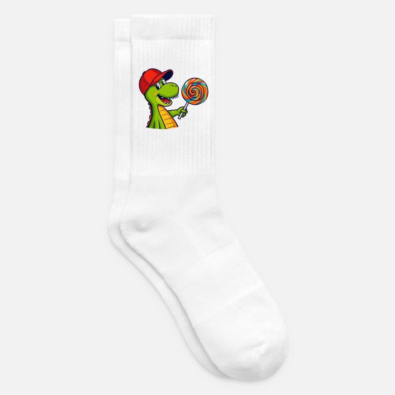 Bunter_Dinosaur_mit_Lutscher - Tennis socks - white
