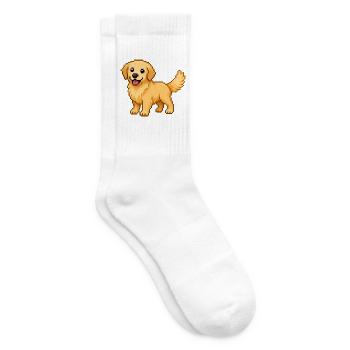 Mignon Golden Retriever – Chien rétro en pixel art - Chaussettes de tennis - blanc - Droite