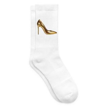 Goldenes Highheel-Print - Tennissocken - Weiß - Rechts