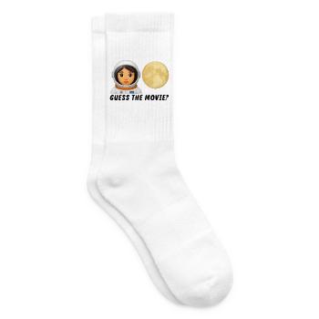 Astronaut and Moon Night Adventure Motifs - Tennis socks - white - Right