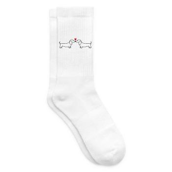 Verliebte Dackel und rotes Herz – ein paar Hunde - Tennissocken - Weiß - Rechts