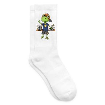 Frosch DJ Beats und  Musik - Tennissocken - Weiß - Rechts