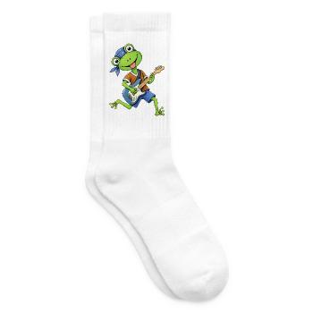 Frosch mit Gitarre  Musikfrosch - Tennissocken - Weiß - Rechts