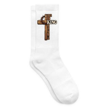 Jesus Is King Revelation 17:14 Christliches Motiv - Tennissocken - Weiß - Rechts