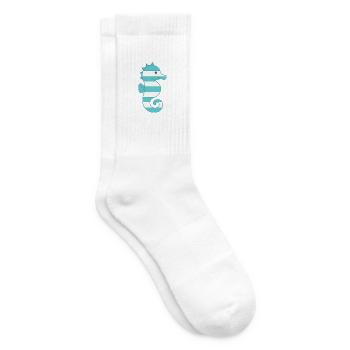 Seepferdchen türkis gestreift - Tennissocken - Weiß - Rechts