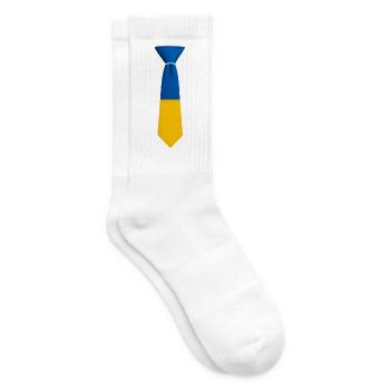 Blue and yellow color block tie - Tennis socks - white - Right