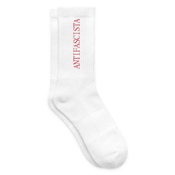 Schriftzug Antifascista vertikal in roter Schrift - Tennissocken - Weiß - Rechts