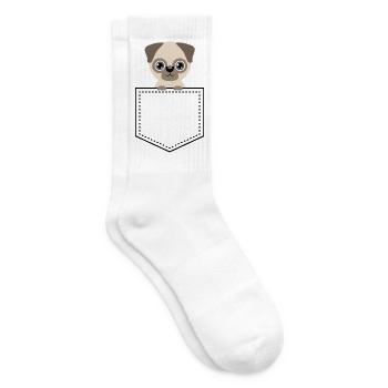 Kulleraugen Pug Cartoon - Tennissocken - Weiß - Rechts