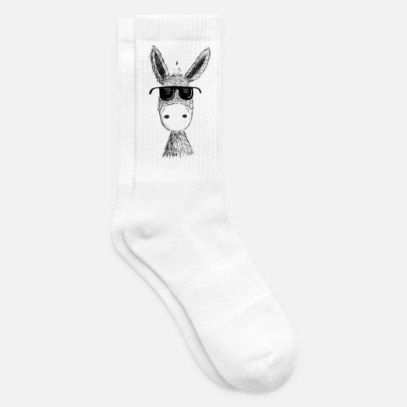 Cooler Esel mit Sonnenbrille I Muli I Geschenk - Tennissocken - Weiß