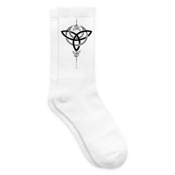 Celtic moon, Halbmond mit Trinity Symbol. - Tennissocken - Weiß - Rechts