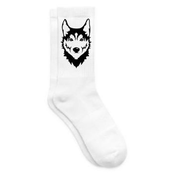 Head of a Siberian Husky dog - Tennis socks - white - Right
