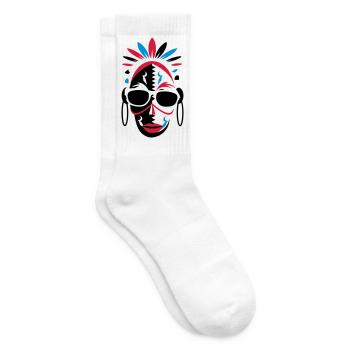 Un masque africain avec des lunettes de soleil - Chaussettes de tennis - blanc - Droite