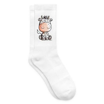 Mooo Kuh - Kalb - Kühe - Tiere - Comic - Fun - Tennissocken - Weiß - Rechts