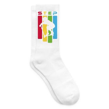 Climb Silhouette on Colorful Stripes - Tennis socks - white - Right