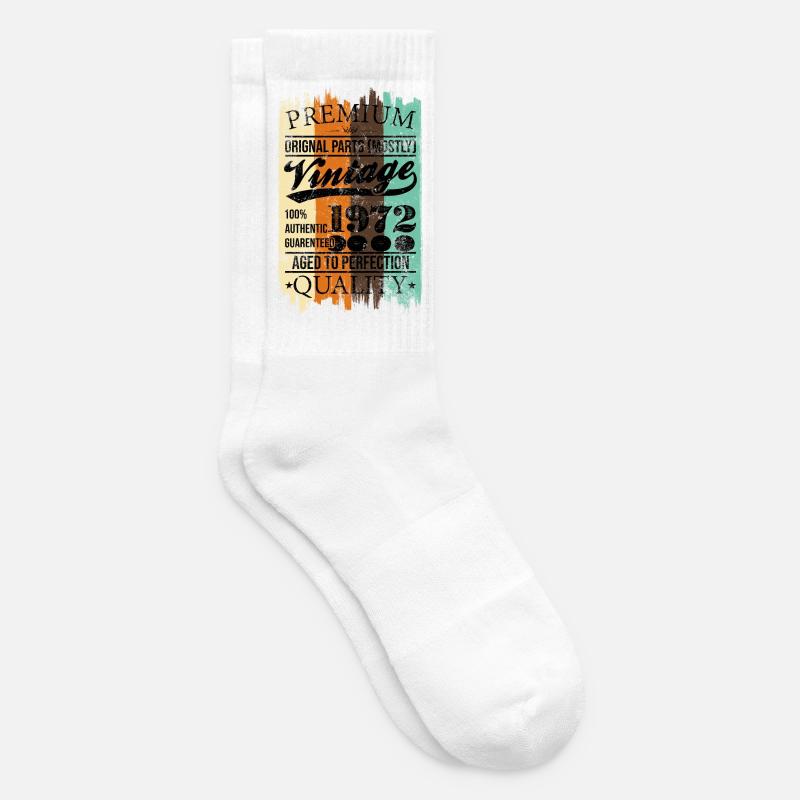 1972 Vintage Retro Stamp Tee - Tennis socks - white