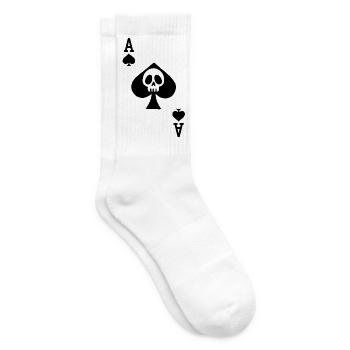 skull and ace of spades - Tennis socks - white - Right