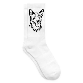 Australian Cattle Dog Head - Tennis socks - white - Right